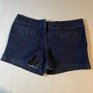 New York & Company Jean Shorts‎ Womens 6 Blue Dark Wash Denim Boyfriend Pockets